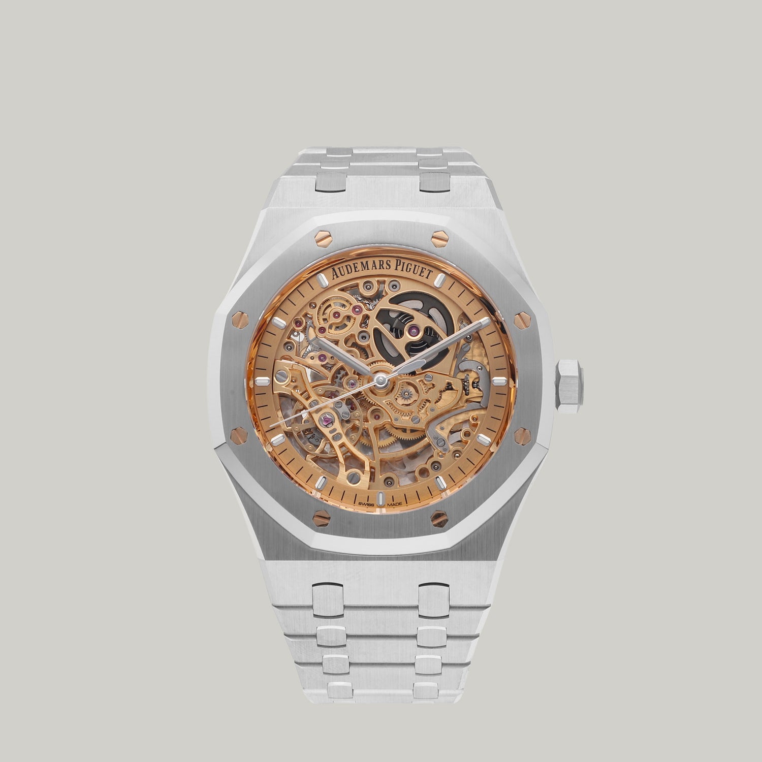 Royal Oak Double Balance Wheel Openworked Skeleton Ref. 15407ST "Salmon Dial"