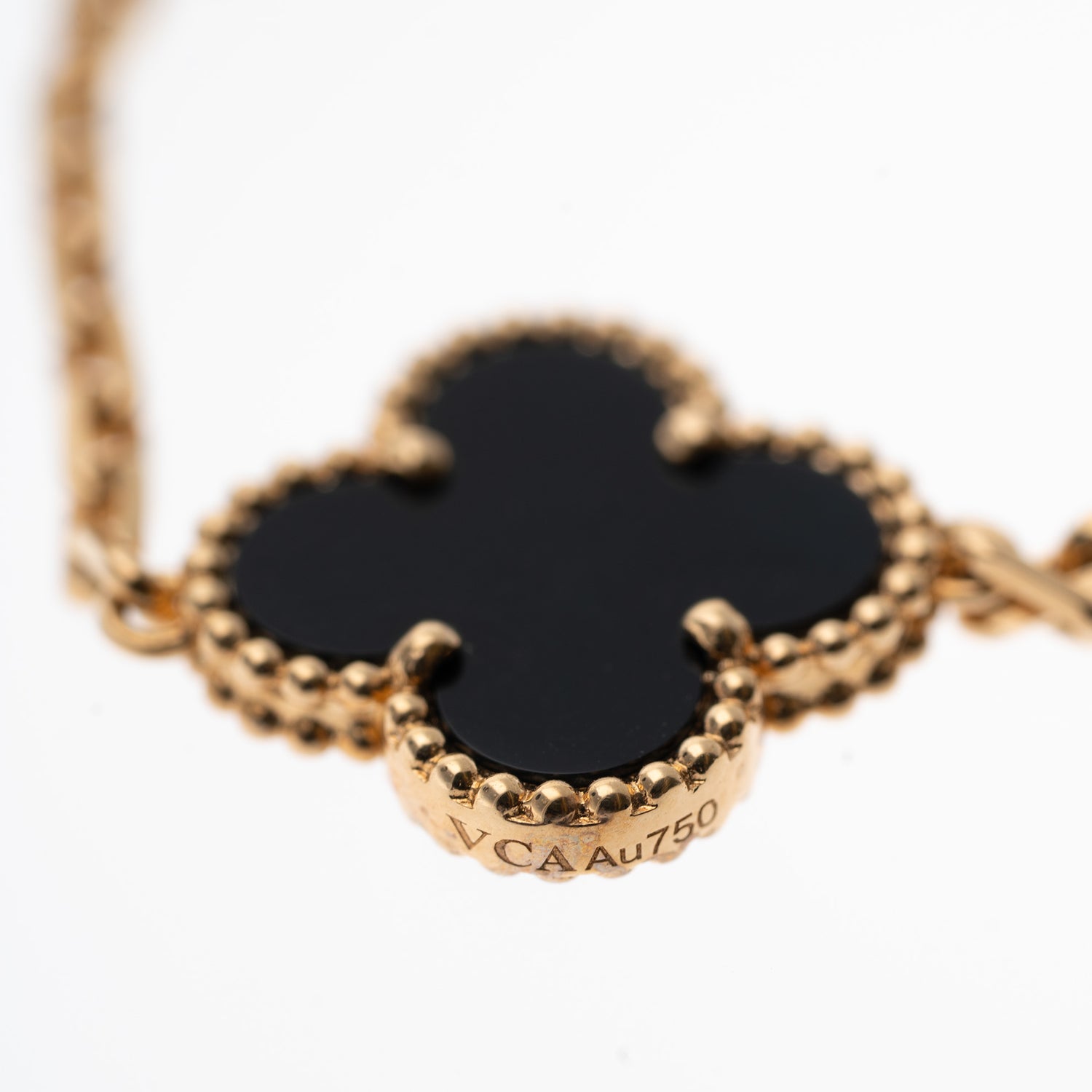 Vintage Alhambra 10P Onyx Necklace VCARA42700