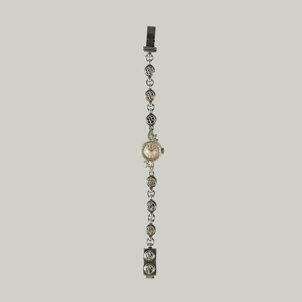 Omega Manual Winding Silver Floral Watch