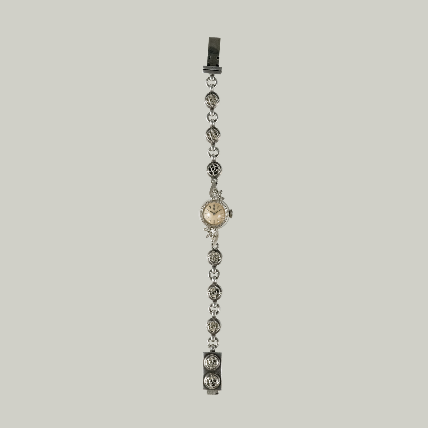 Omega Manual Winding Silver Floral Watch