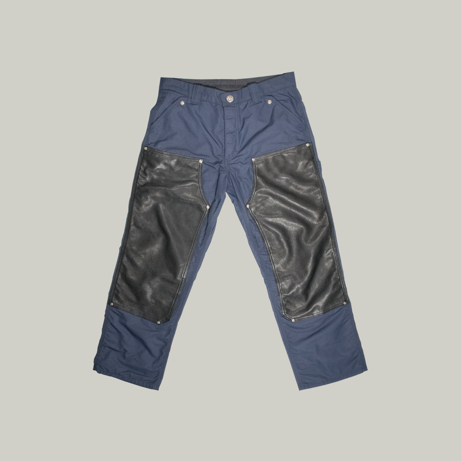 Nylon Leather Cross Patch Carpenter Pants