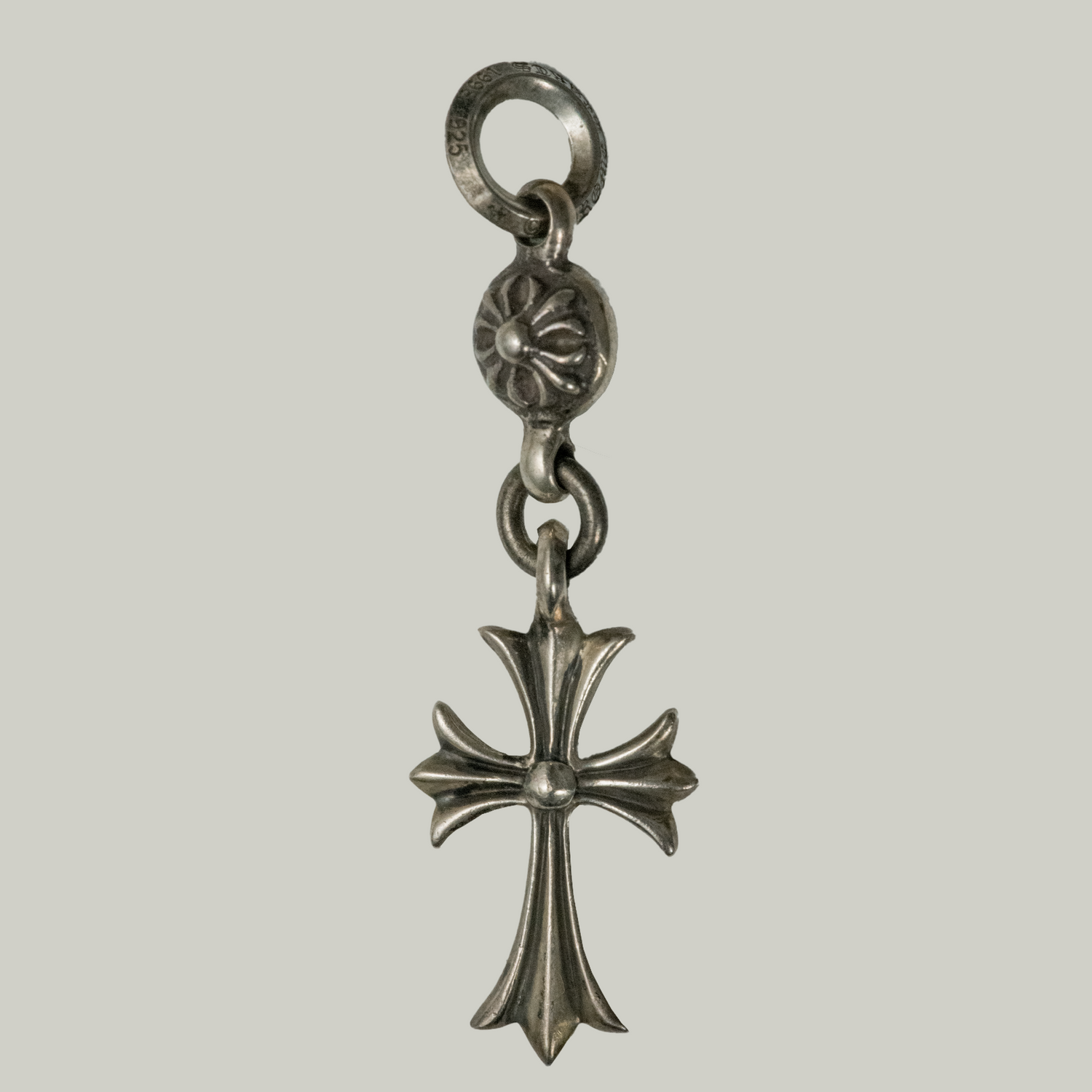 Tiny CH Cross with One Silver Ball Charm