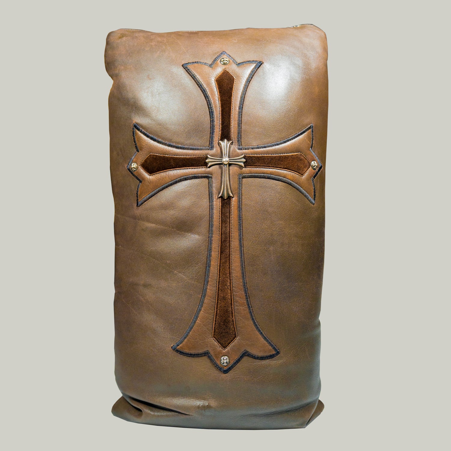 Brown Leather Pillow Small