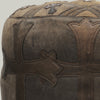 Brown Leather Sitting Stool Cross Patch