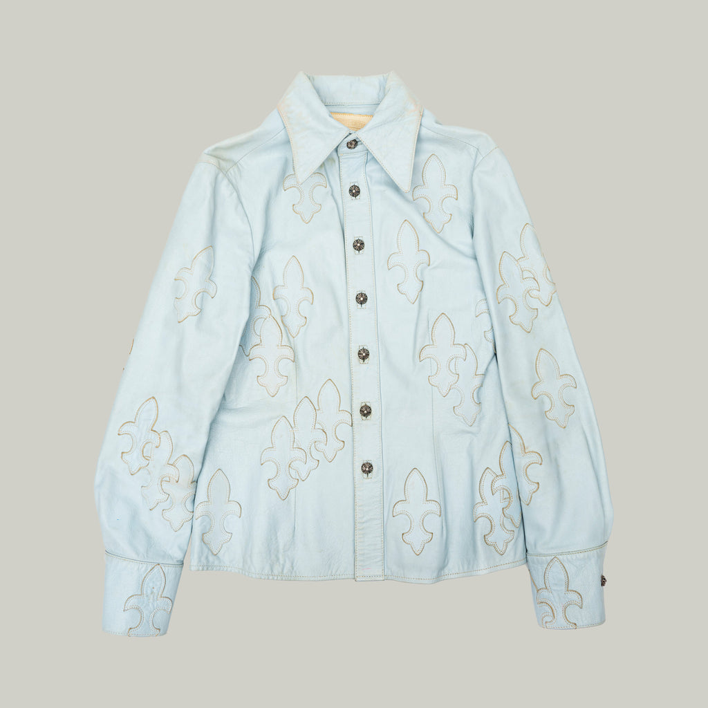 Ladies Blue Leather Shirt