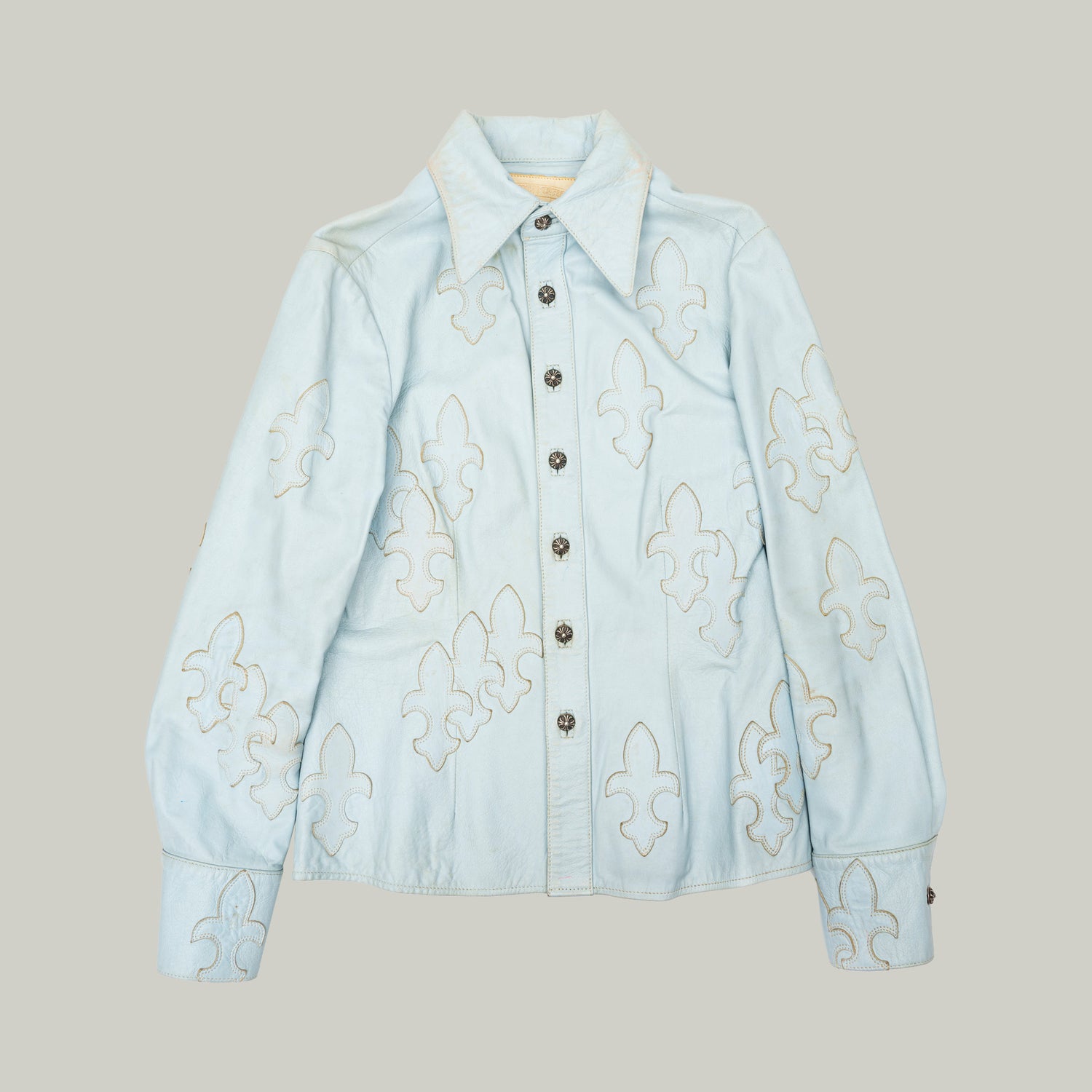 Ladies Blue Leather Shirt