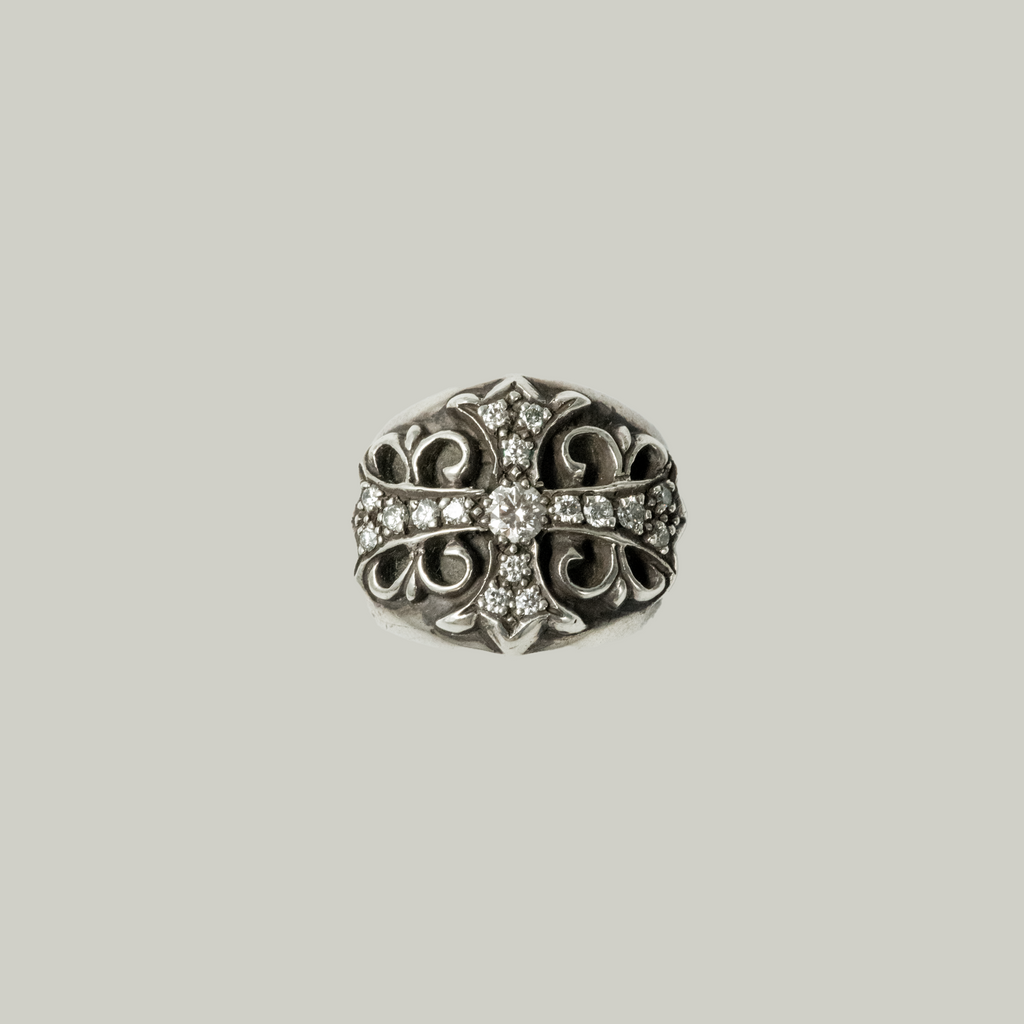 Oval Cross Diamonds Ring