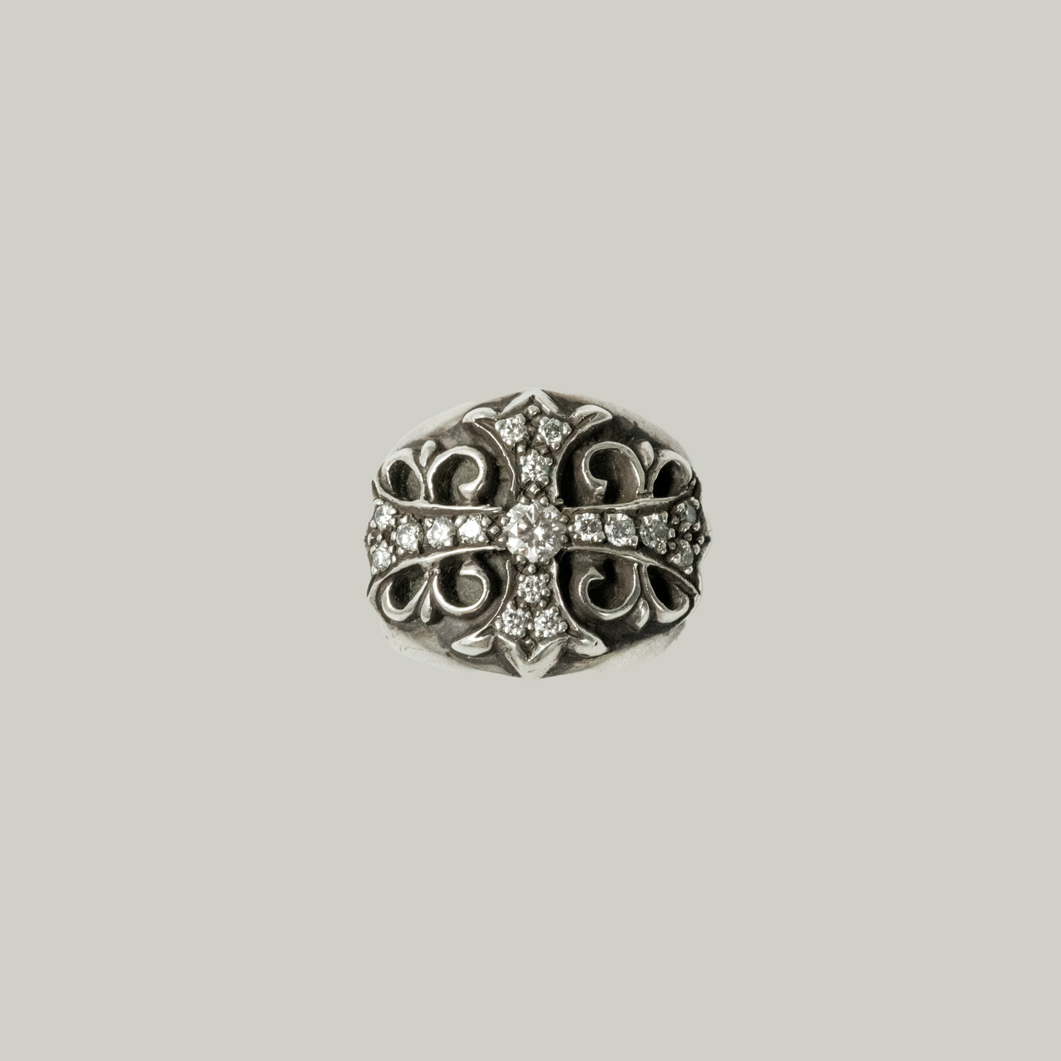 Oval Cross Diamonds Ring