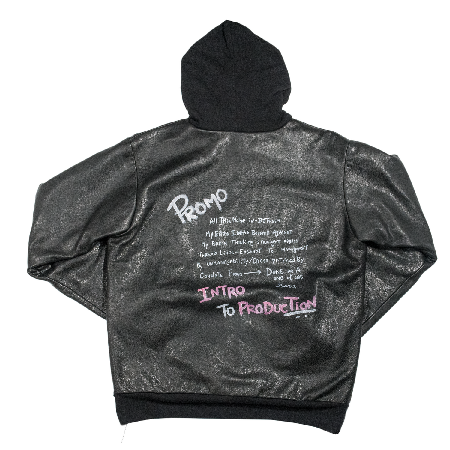 Matty Boy Hand-Painted Cross Patch Leather Hoodie