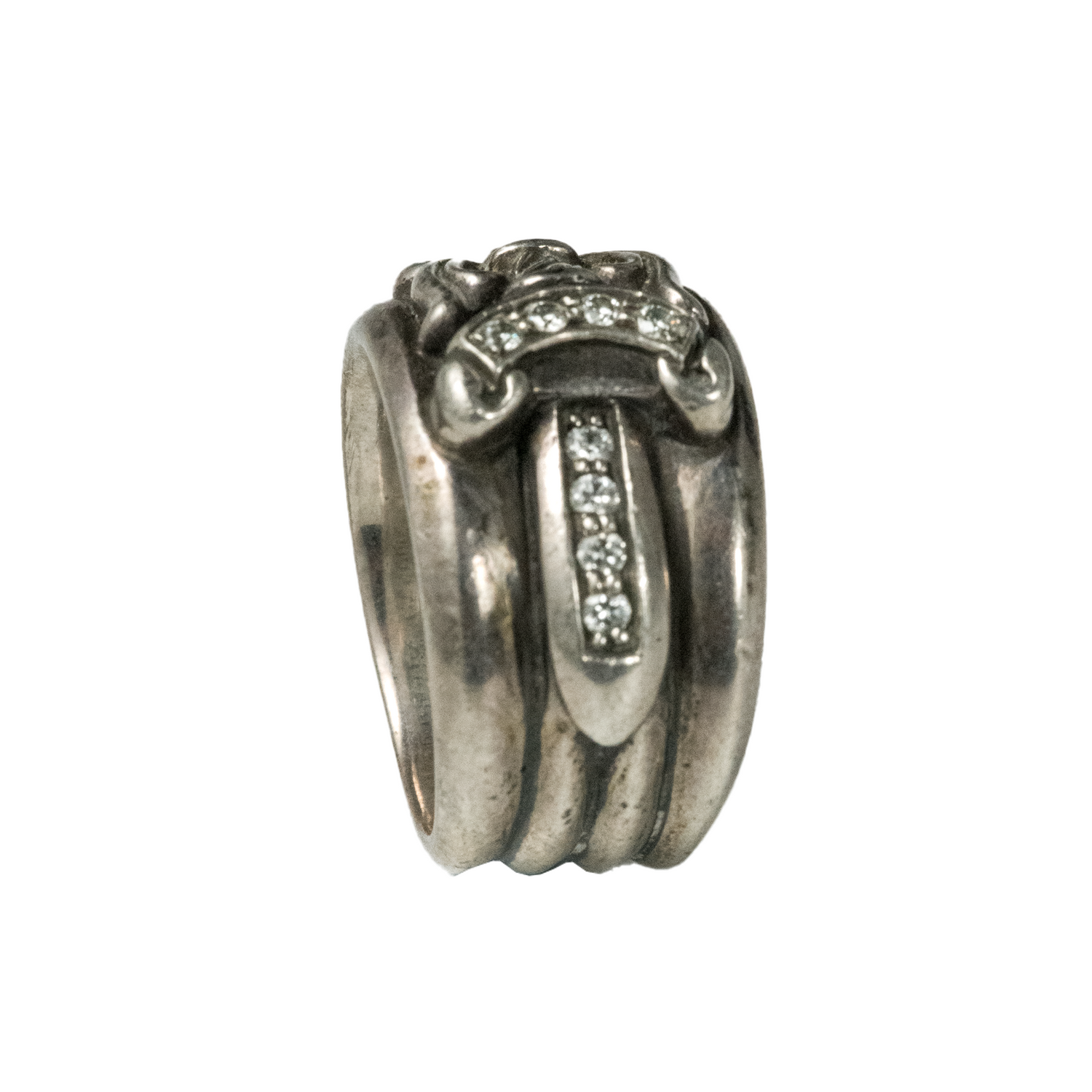 Sterling Silver & Black Diamond Dagger Ring