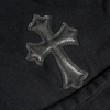 Matty Boy Hand-Painted Cross Patch Leather Hoodie