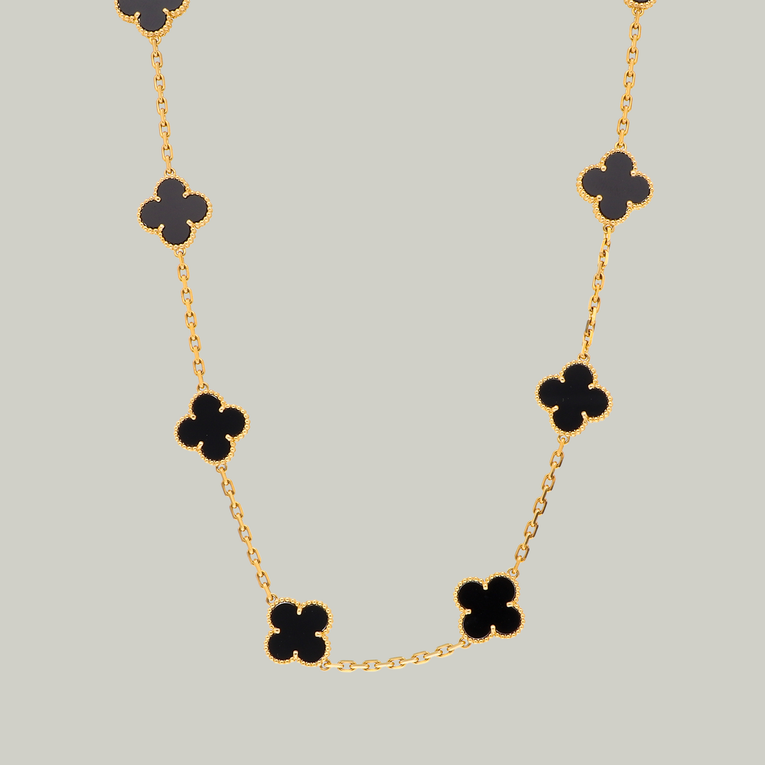 Vintage Alhambra 10P Onyx Necklace VCARA42700