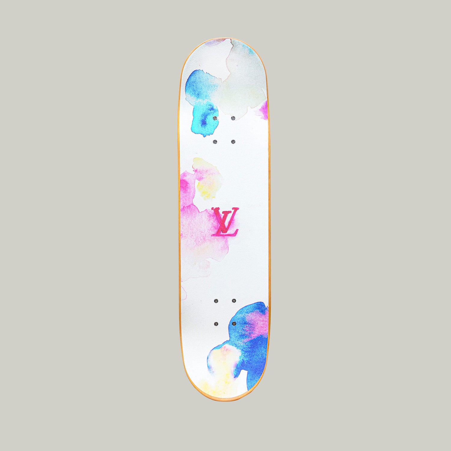 Watercolor Monogram Print Skateboard