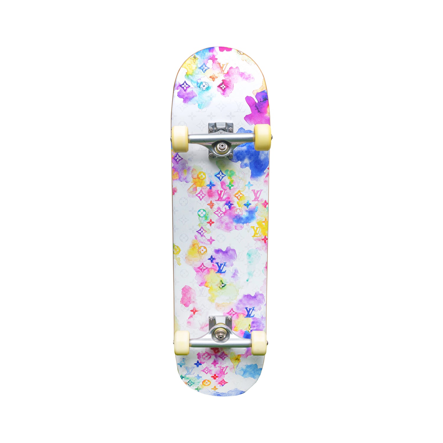 Watercolor Monogram Print Skateboard