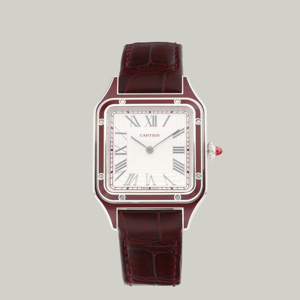 Cartier Santos Ref. WGSA0053 platinum burgundy lacquer limited edition