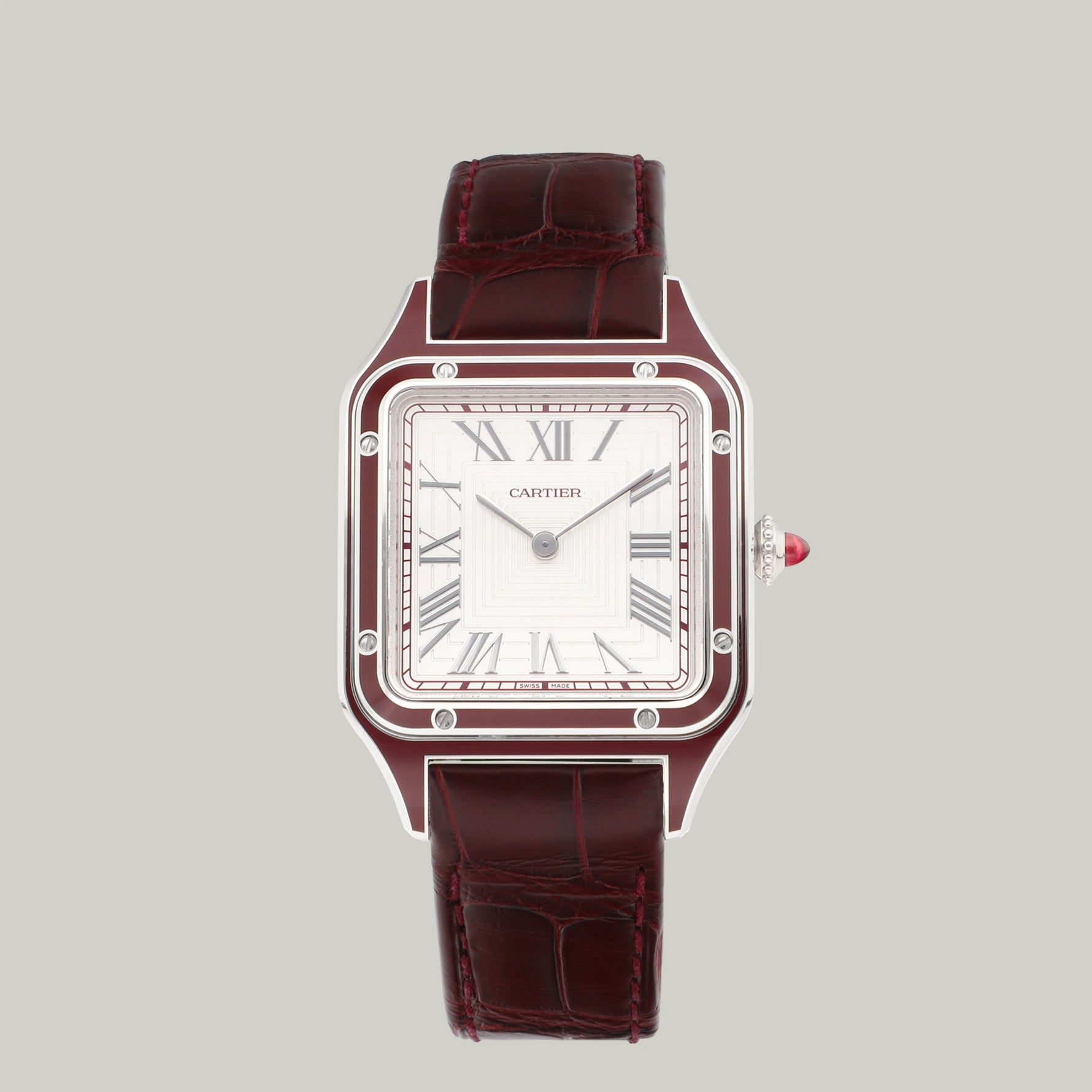 Cartier Santos Ref. WGSA0053 platinum burgundy lacquer limited edition