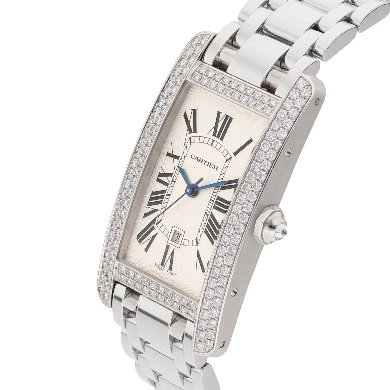 Cartier Tank Americaine Ref. 2490 white gold with diamonds