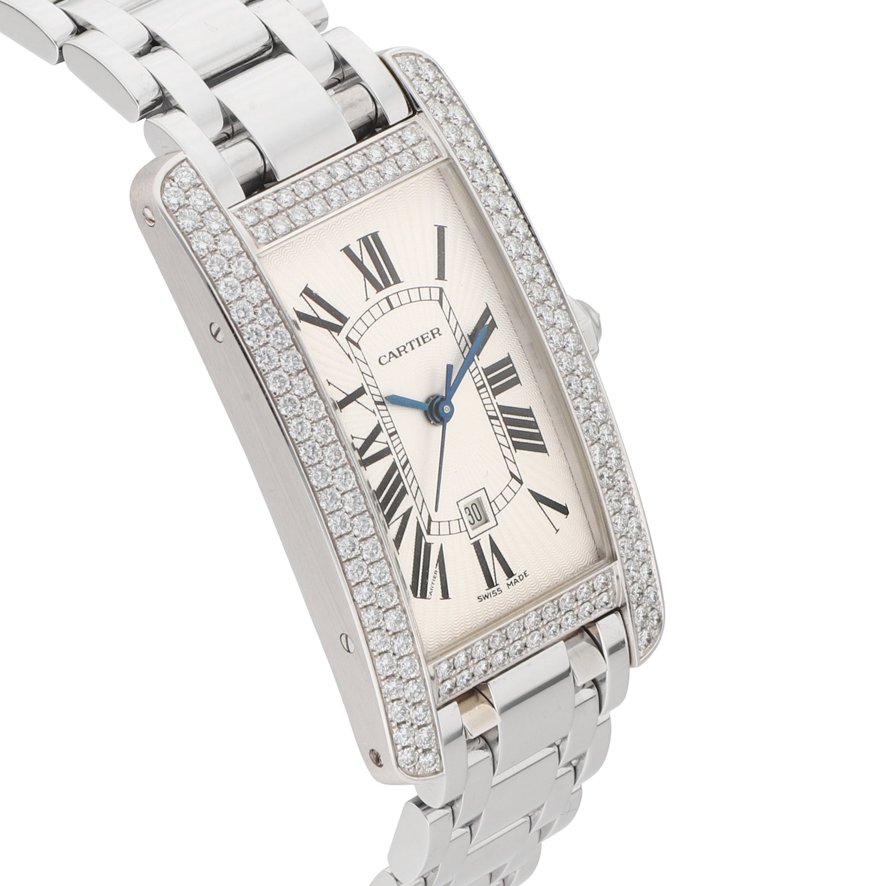 Cartier Tank Americaine Ref. 2490 white gold with diamonds