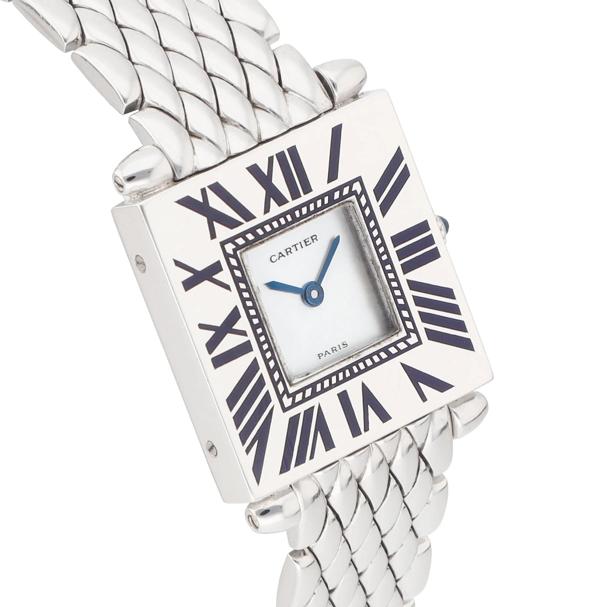 Cartier Tank Obus 18k white gold mother of pearl dial