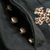 Chrome Hearts Green & Leopard Cross Patch Jeans