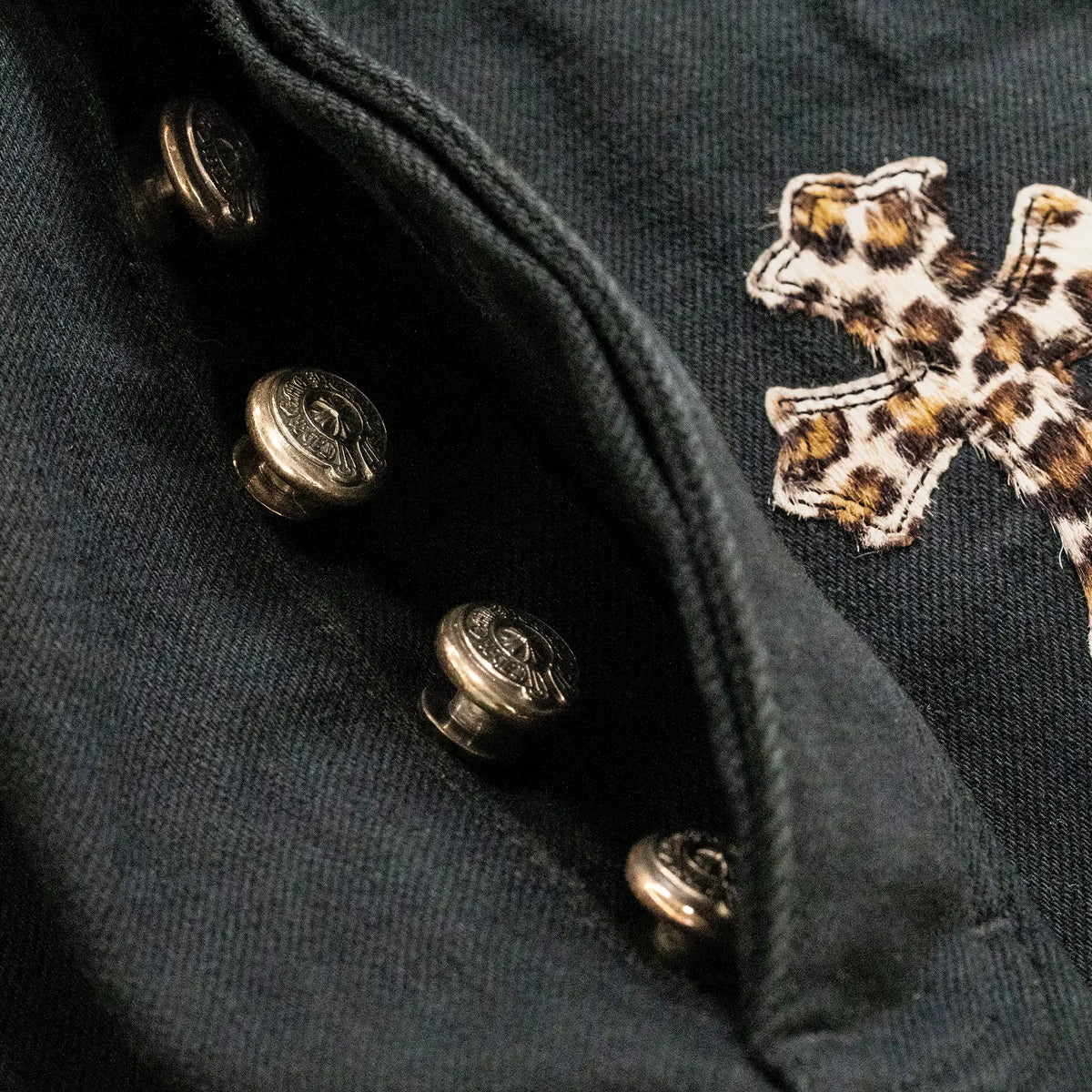 Chrome Hearts Green & Leopard Cross Patch Jeans