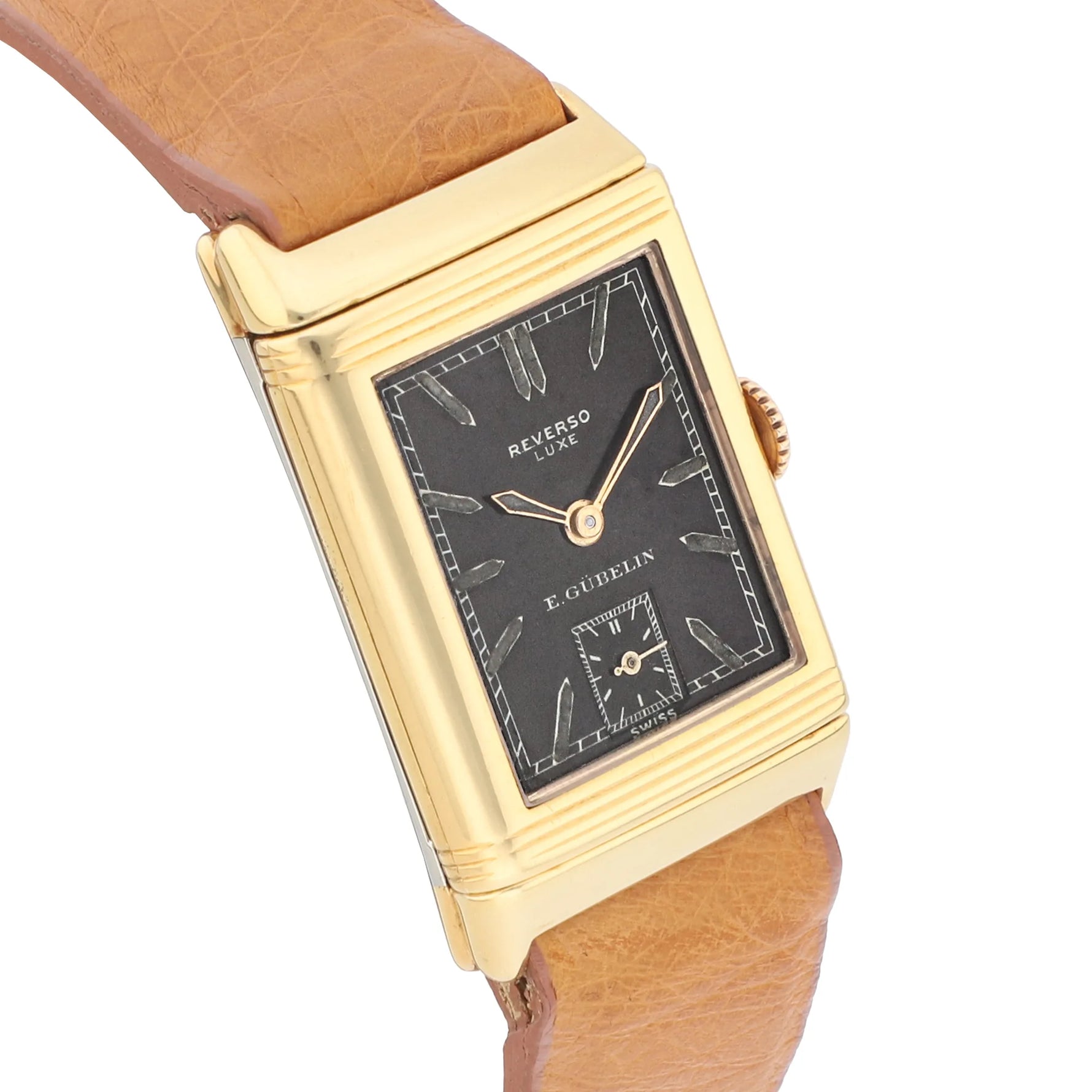 Jaeger-LeCoultre Reverso Luxe Double Signed Gübelin black dial yellow gold white gold