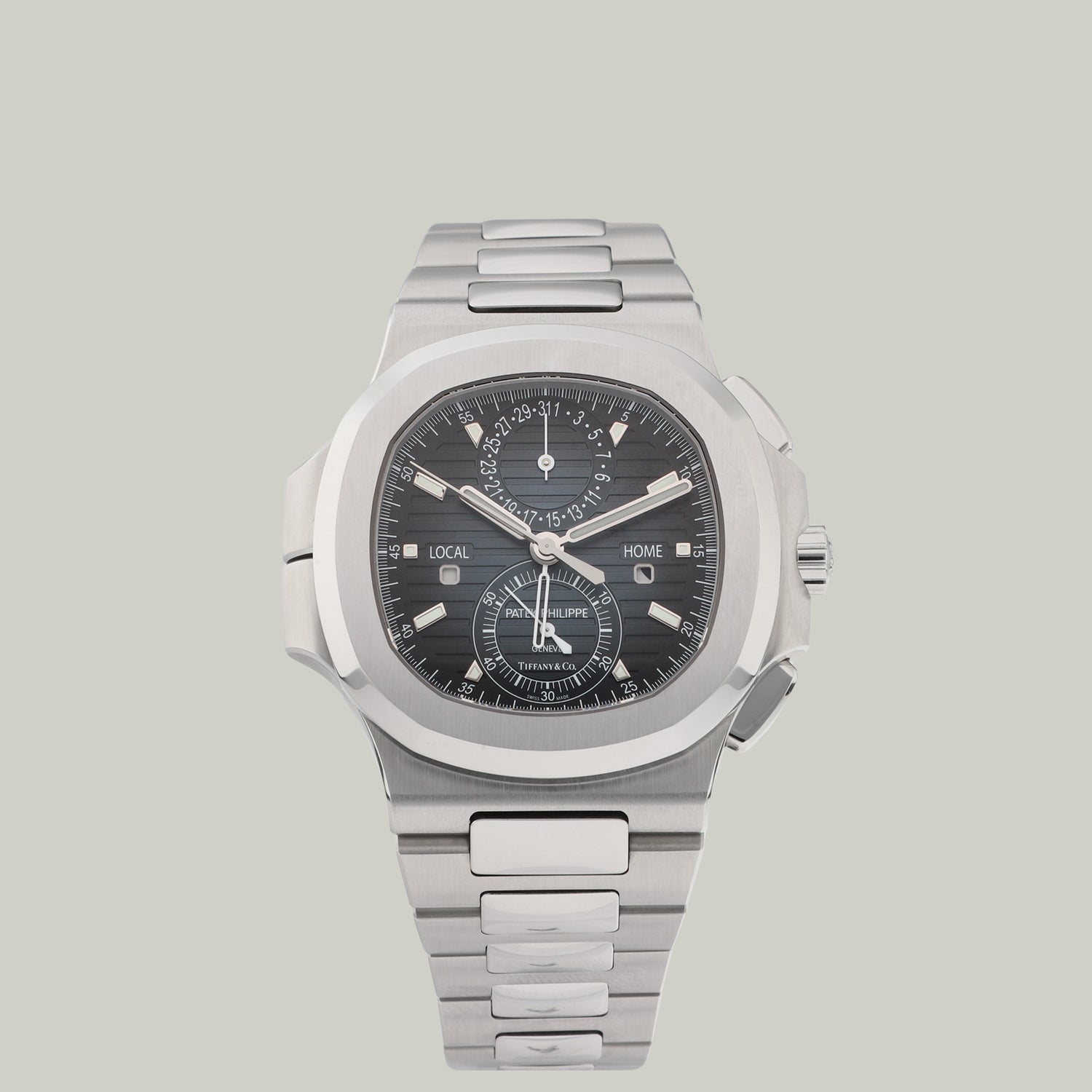 Nautilus Travel-Time Flyback Chronograph Ref. 5990/1A-0011 Double signed Tiffany & Co. stainless steel