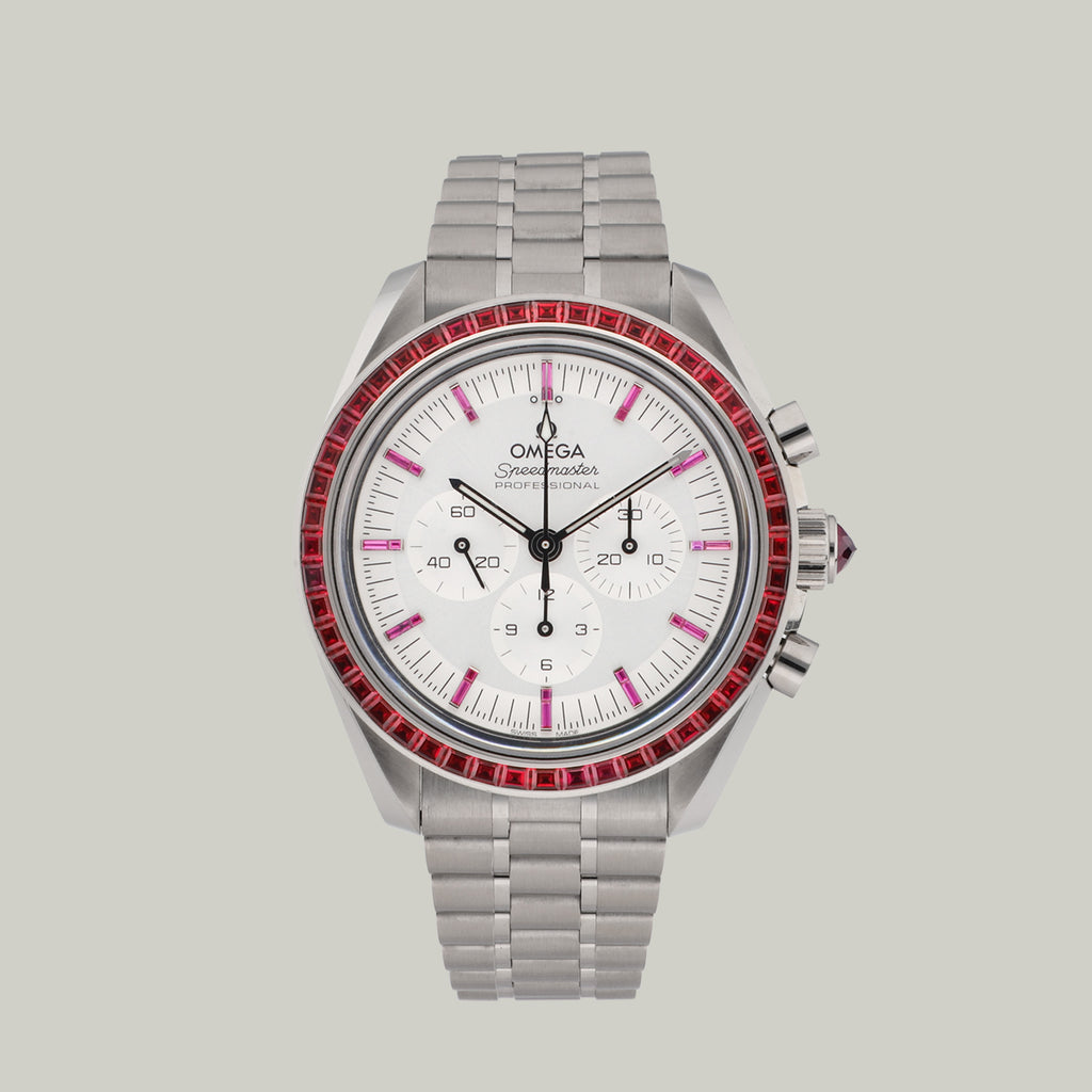 Omega Speedmaster Ref. 310.55.42.50.52.001 White Gold and Ruby