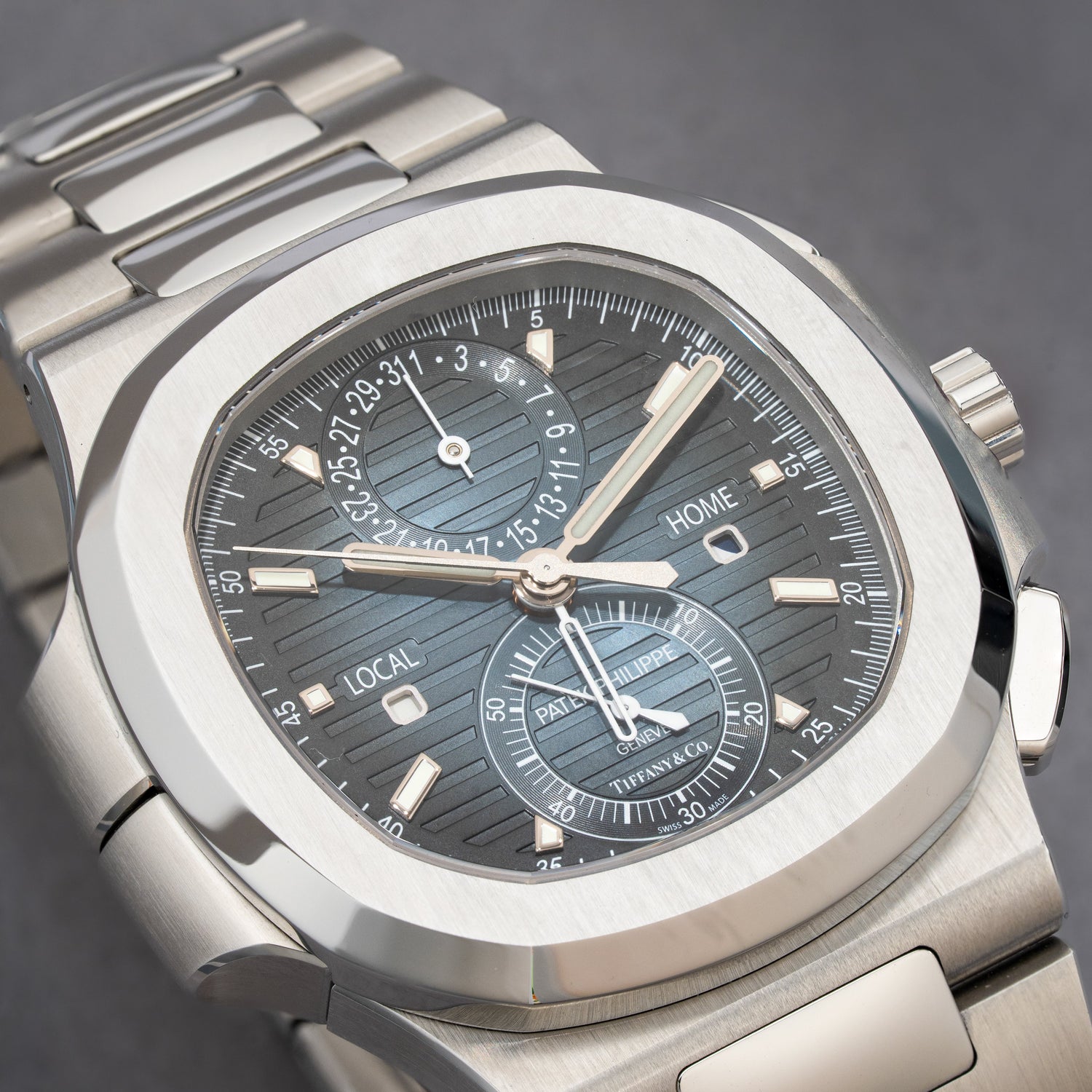 Nautilus Travel-Time Flyback Chronograph Ref. 5990/1A-0011 Double signed Tiffany & Co.