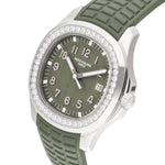 Patek Philippe Aquanaut Luce Ref. 5267/200A-011 with diamond-set bezel and khaki dial and rubber strap