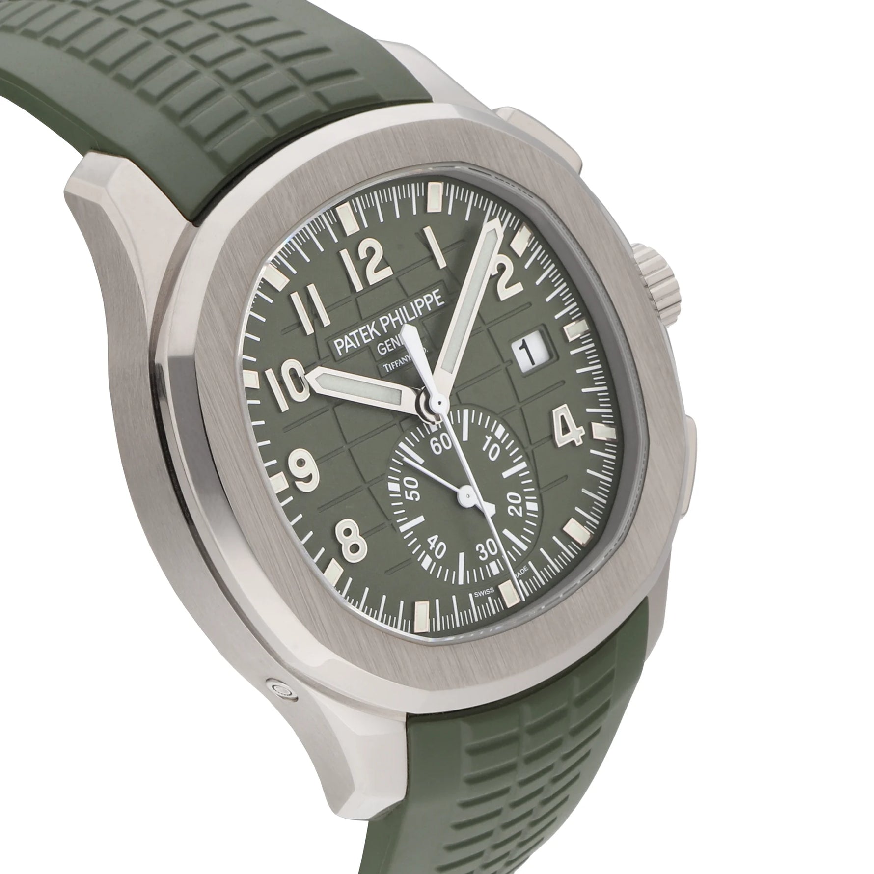 Patek Philippe Aquanaut Ref. 5968G-010 Double Signed Tiffany & Co. white gold green dial