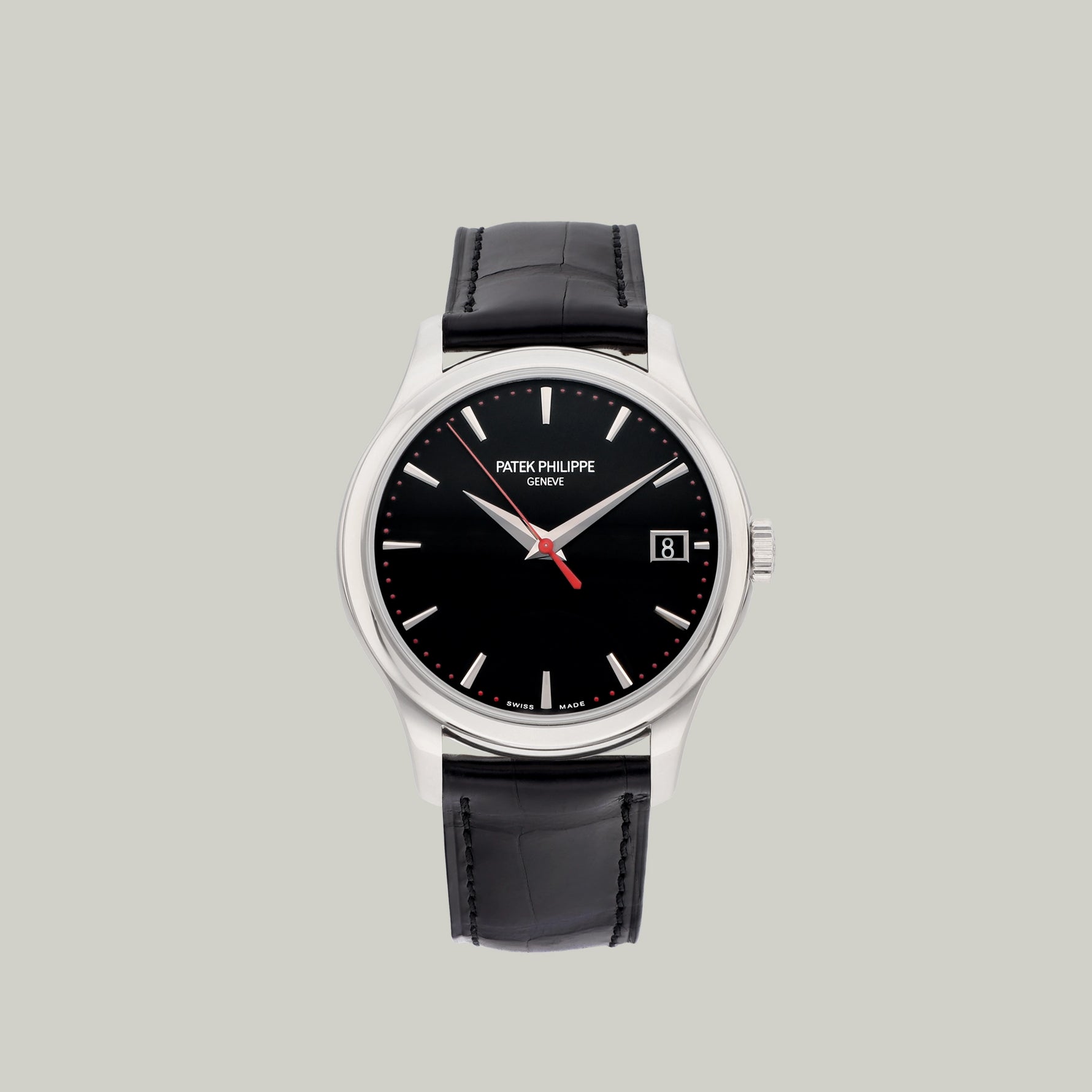 Patek Philippe Calatrava Ref. 5227G-011 white gold black dial red seconds hand and minute track