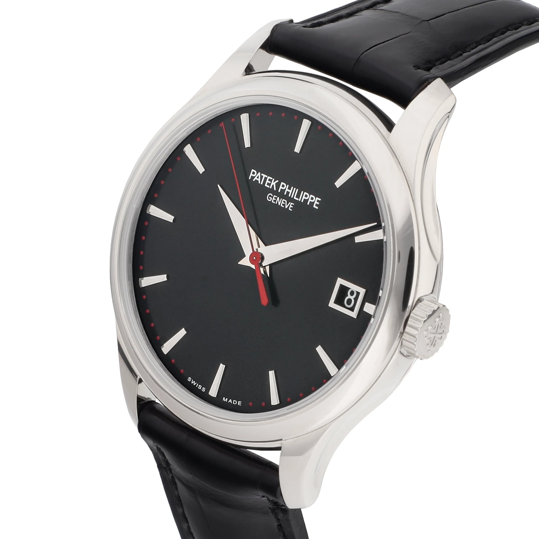 Patek Philippe Calatrava Ref. 5227G-011 white gold black dial red seconds hand and minute track