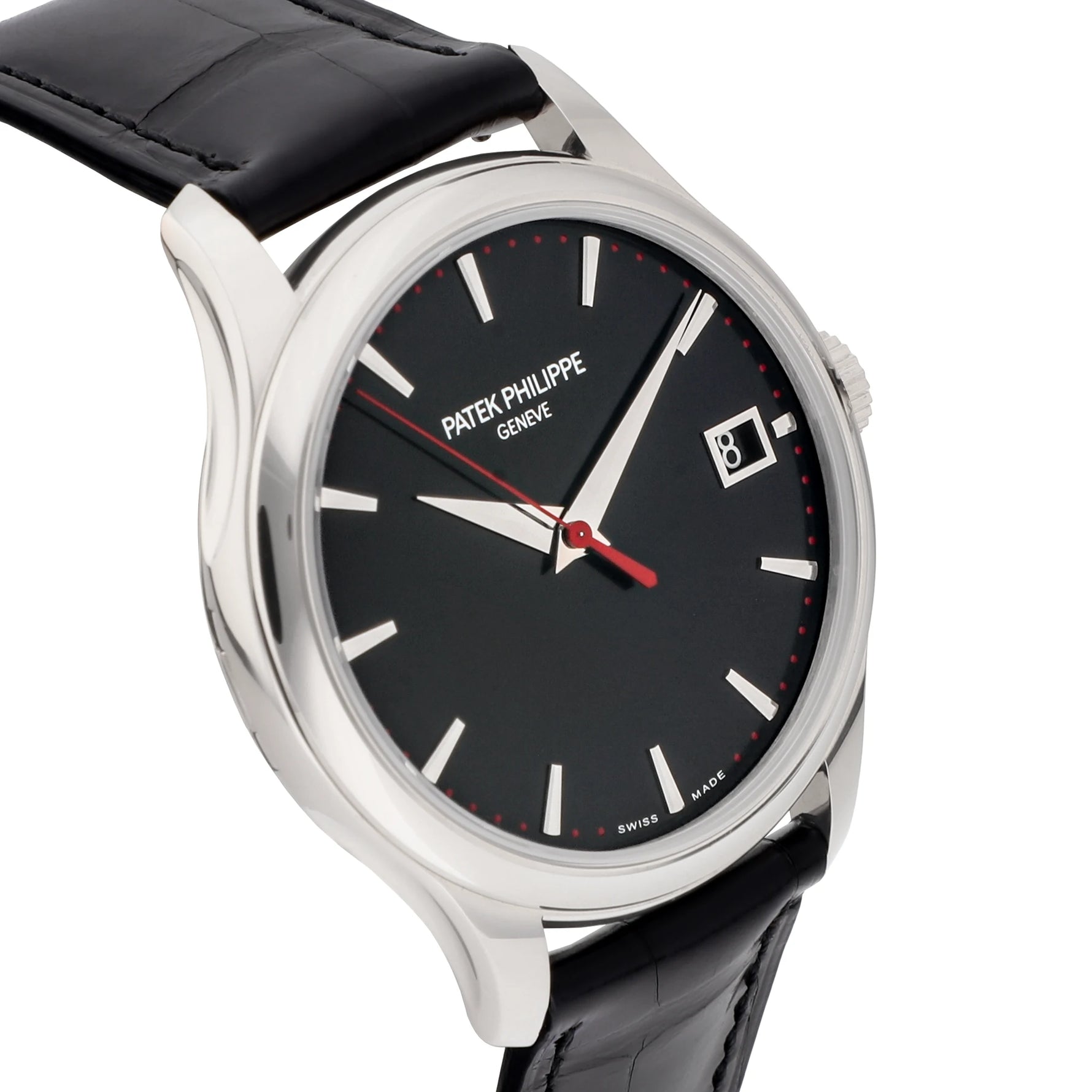 Patek Philippe Calatrava Ref. 5227G-011 white gold black dial red seconds hand and minute track