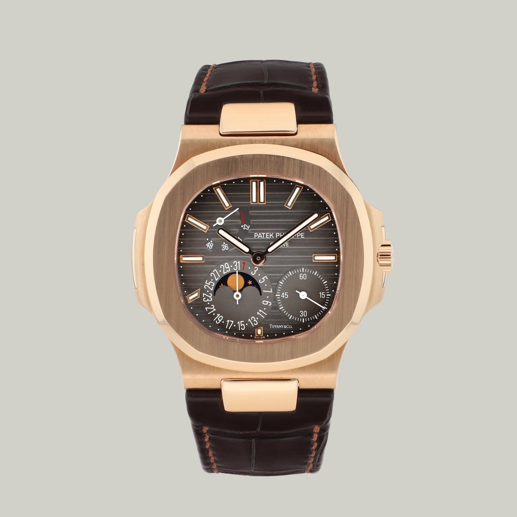 Patek Philippe Nautilus Ref. 5712R-001 Double Signed Tiffany & Co. rose gold brown dial