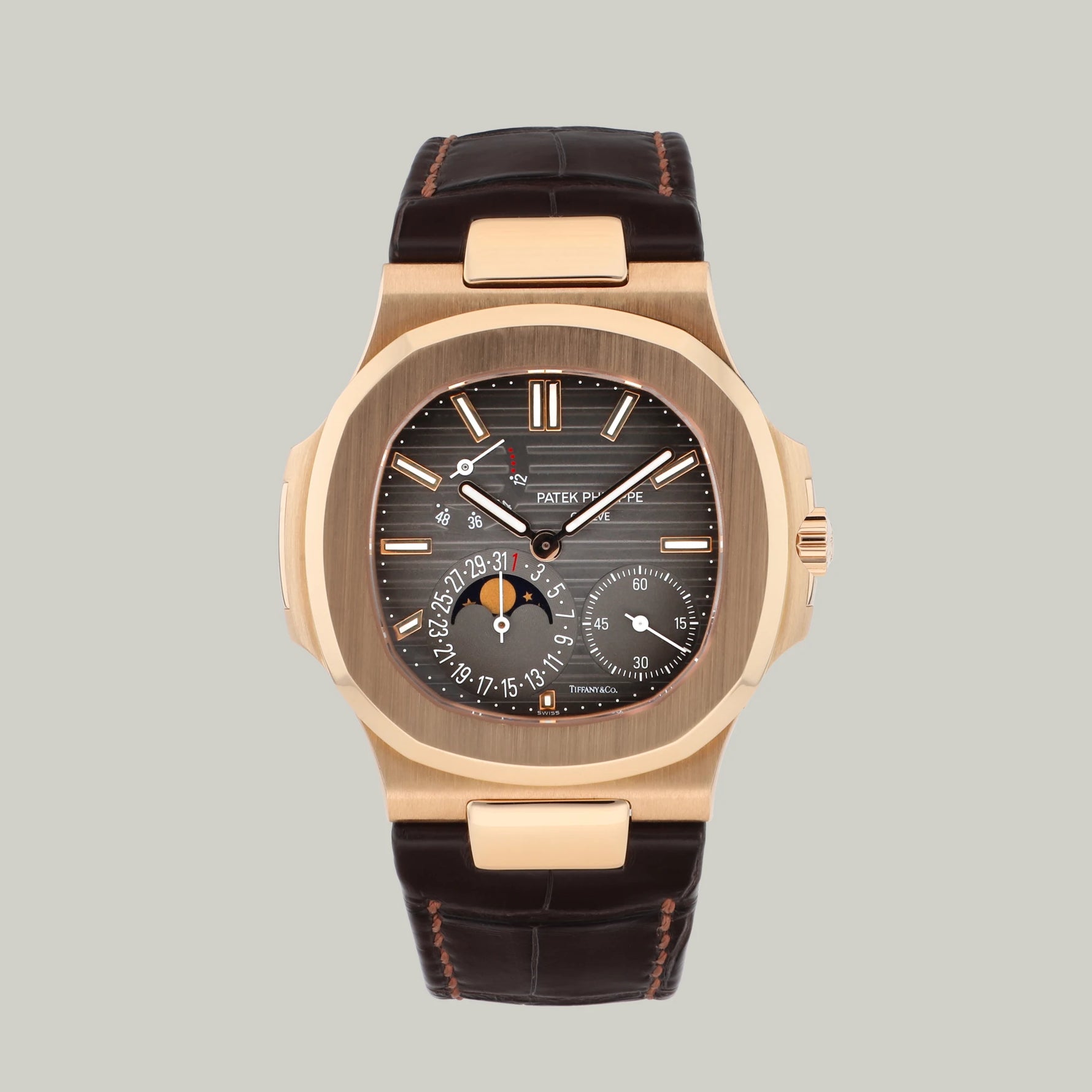 Patek Philippe Nautilus Ref. 5712R-001 Double Signed Tiffany & Co. rose gold brown dial