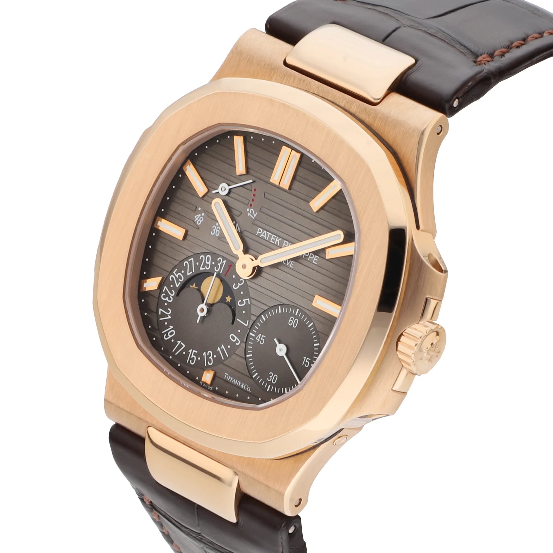 Patek Philippe Nautilus Ref. 5712R-001 Double Signed Tiffany & Co. rose gold brown dial