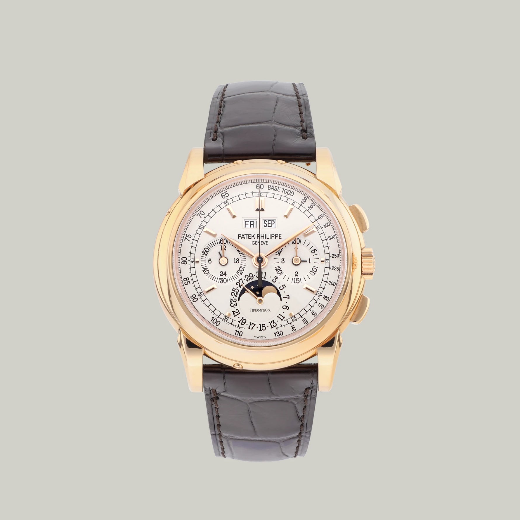 Patek Philippe Perpetual Calendar Chronograph Ref. 5970R-001 Double Signed Tiffany & Co. 18k rose gold