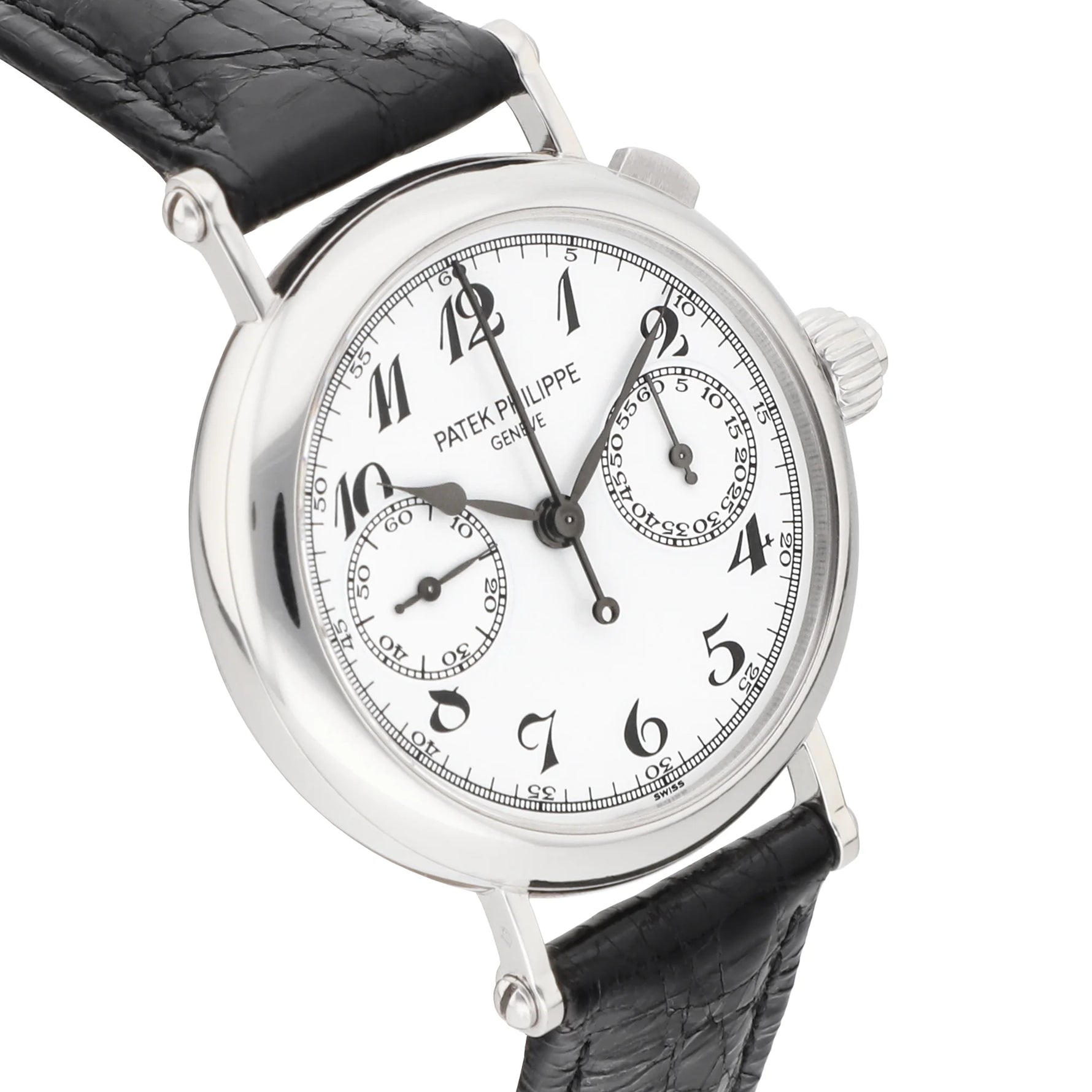 Patek Philippe Single Button Split Seconds Chronograph Ref. 5959P-001 white lacquer dial black Breguet numerals