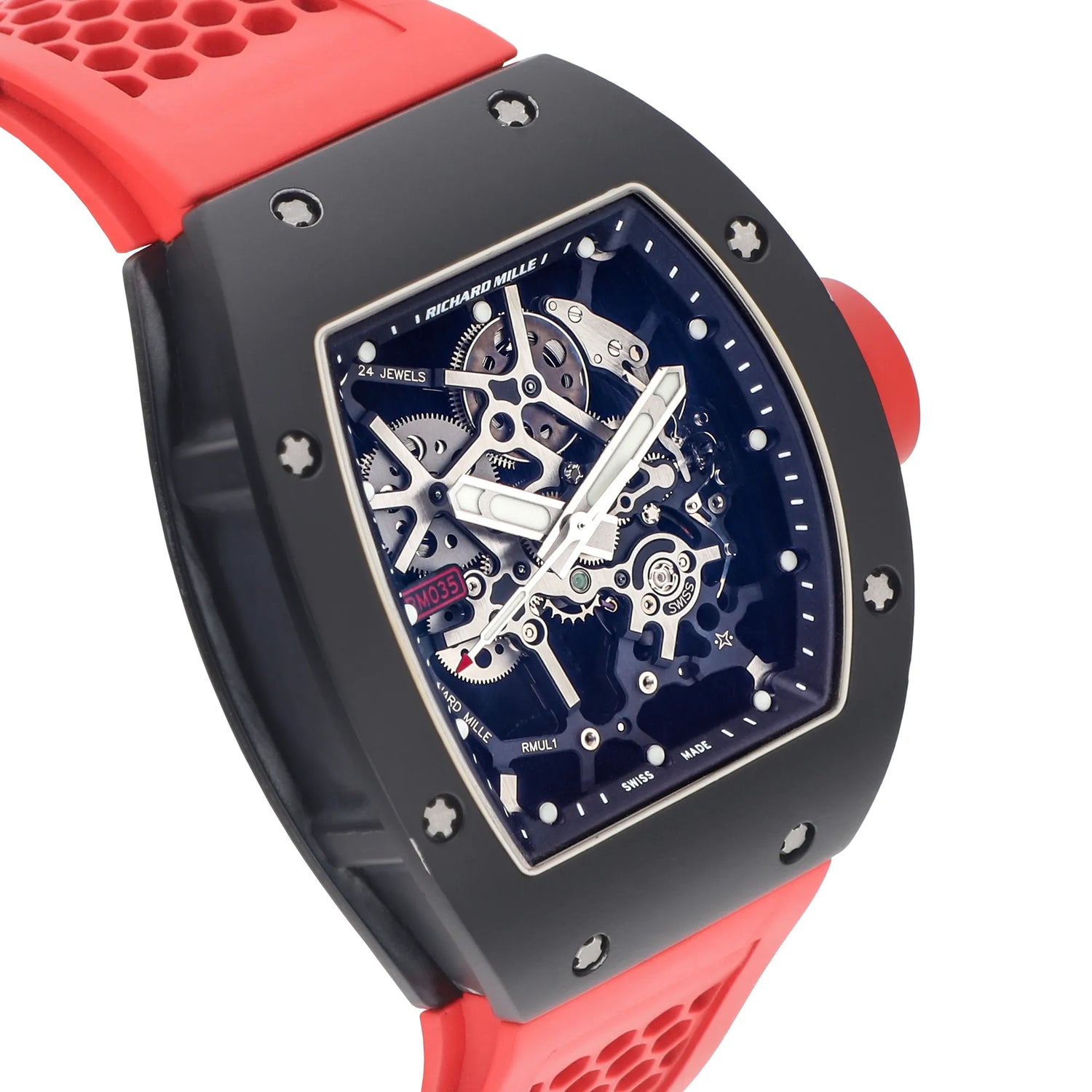 Richard Mille RM035 AN AL-CA Baby Nadal aluminum and red rubber strap