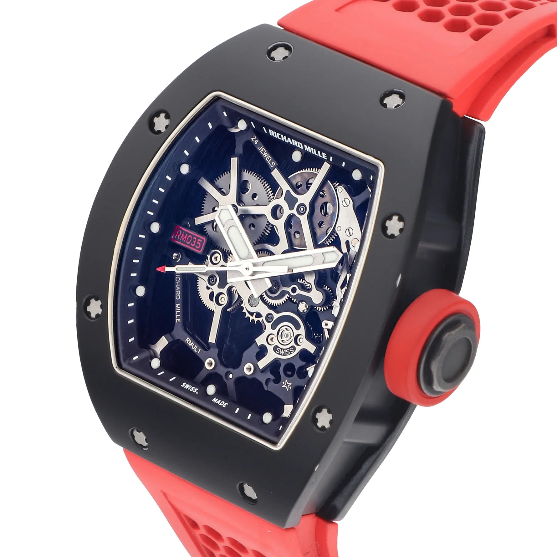 Richard Mille RM035 AN AL-CA Baby Nadal aluminum and red rubber strap