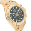 Rolex Cosmograph Daytona Ref. 116568BR yellow gold green dial baguettes diamonds set bezel
