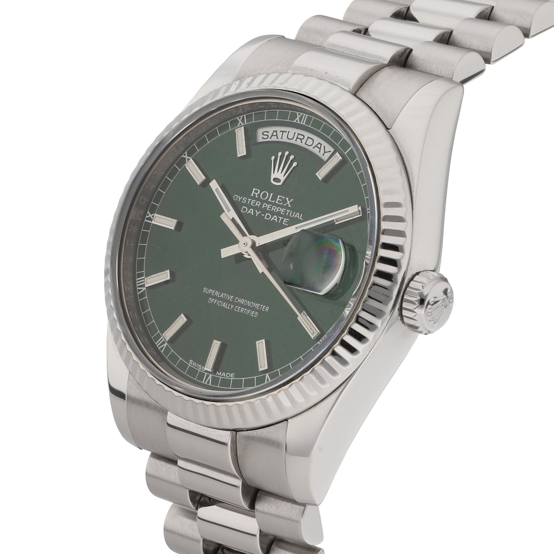 Rolex Day-Date Ref. 118239 Green Dial 18K white gold president bracelet