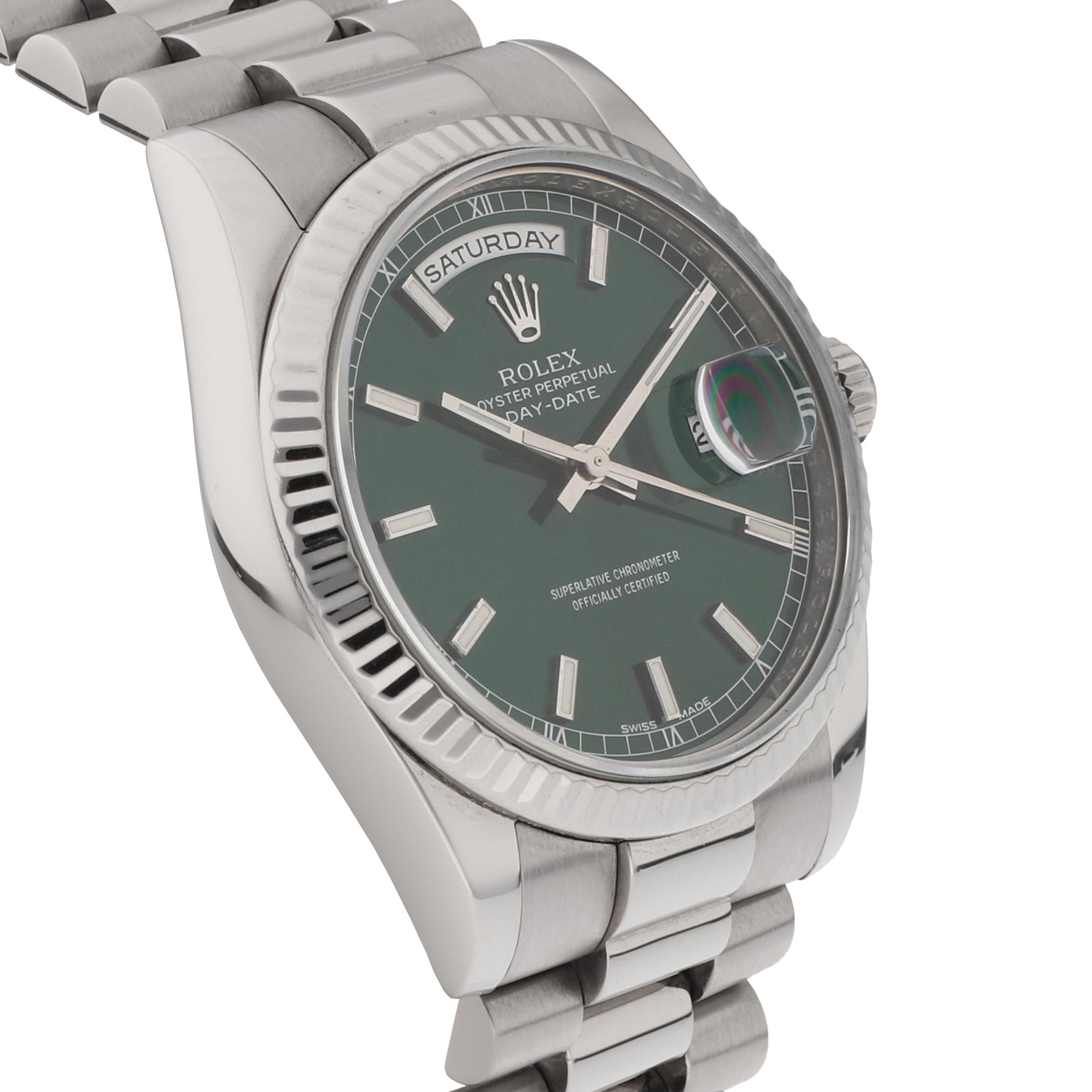 Rolex Day-Date Ref. 118239 Green Dial 18K white gold president bracelet