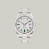Rolex Day-Date Ref. 218399BR 18k white gold diamond set bezel and dial green enamel hour markers