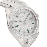 Rolex Day-Date Ref. 218399BR 18k white gold diamond set bezel and dial green enamel hour markers