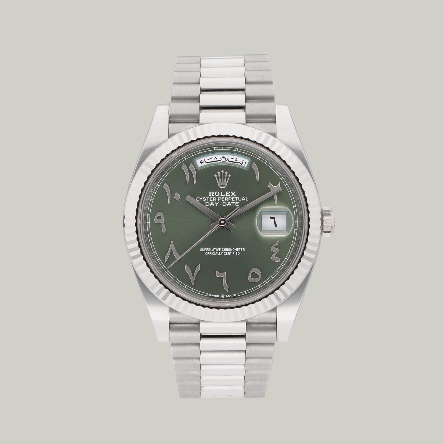 Rolex Day-Date Ref. 228236 Green Arabic dial platinum