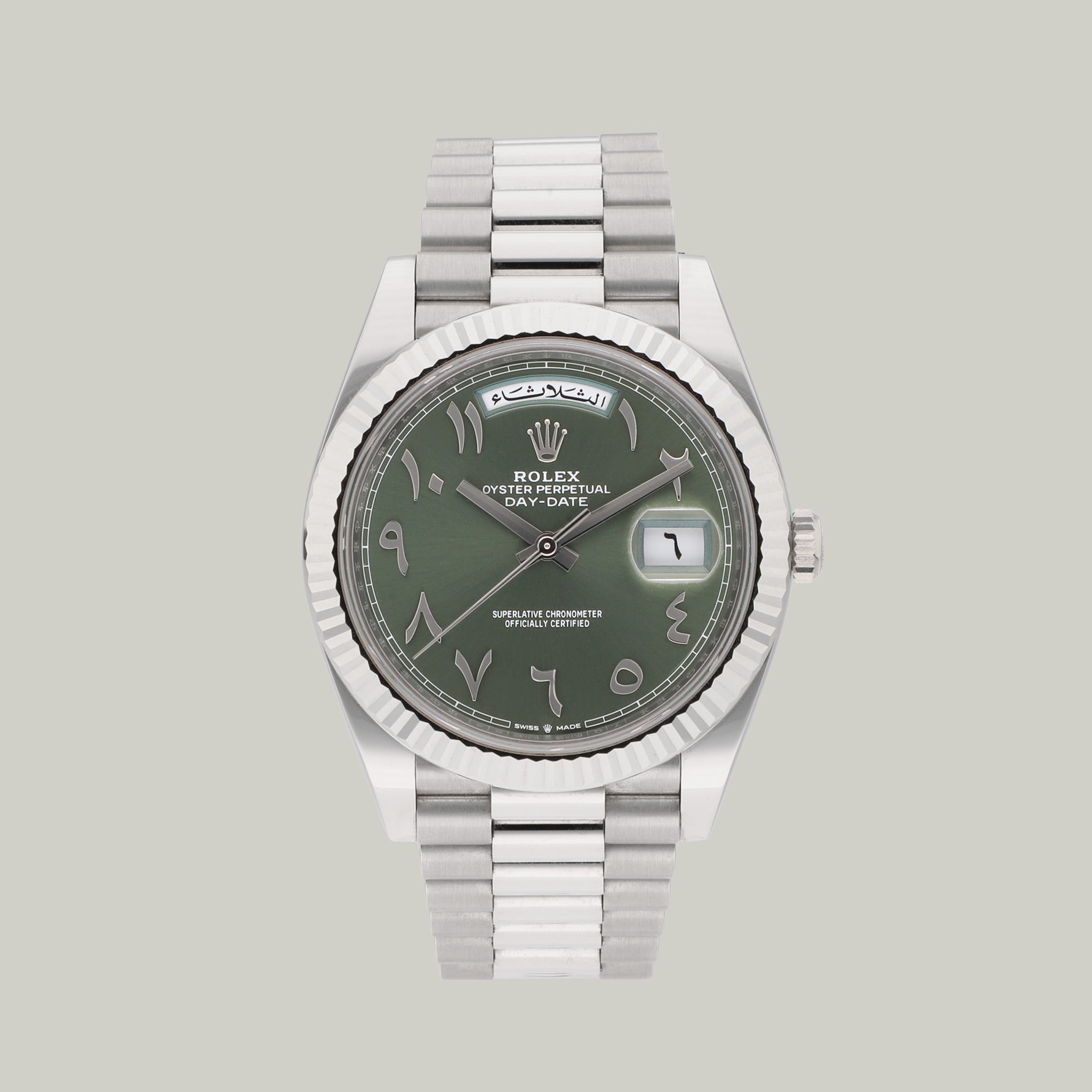 Rolex Day-Date Ref. 228236 Green Arabic dial platinum