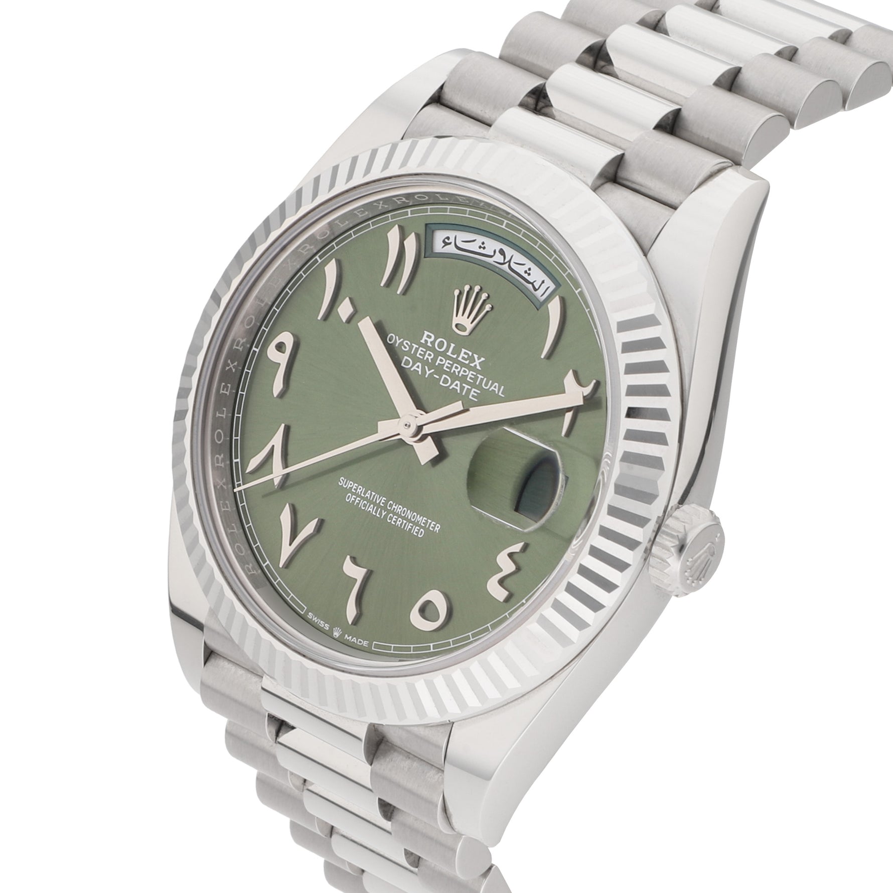 Rolex Day-Date Ref. 228236 Green Arabic dial platinum